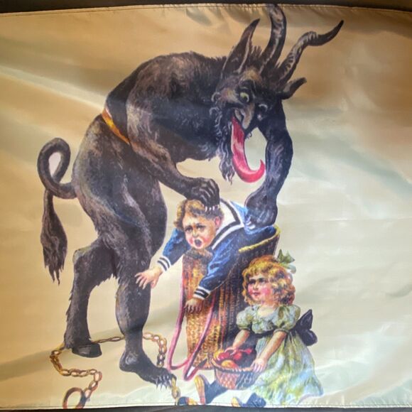 Krampus Flag Christmas Flag with Mythical Creature & Children - Picture 3 of 4
